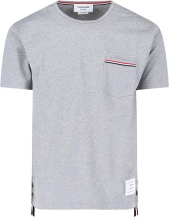 Thom Browne Tricolor Detail T-Shirt - Grey
