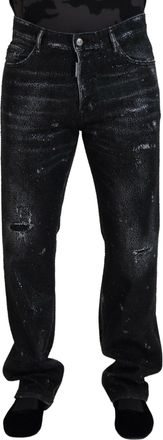 Dsquared2 Dsquared&sup2; Crystal Embellished Tattered blue Mens Jeans (Pre-Owned)