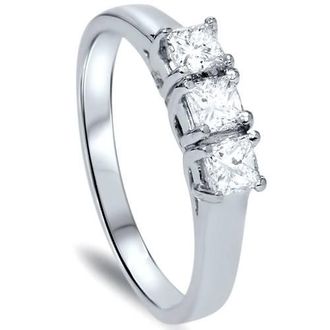 Pompeii3 5/8ct Three Stone Diamond Ring 14K White Gold