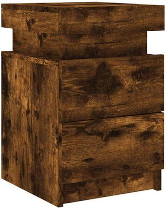 vidaXL Bedside Cabinet with LED Lights Smoked Oak 35x39x55 cm vidaXL