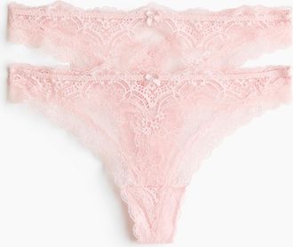 H&M 2er-Pack Tangas aus Spitze - Hellrosa