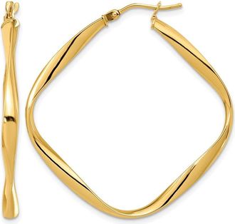 Diamond2Deal 14K Yellow Gold Twisted Square Shape Hoop Earrings
