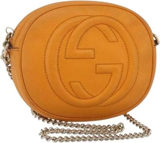 Gucci Pre-owned Cross Body Bags, female, Orange, Size: ONE SIZE Pre-owned Leather Crossbody Bag