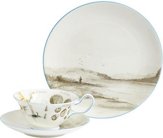 Wedgwood 3Pc Darwin Voyage Of The Beagle Galapagos Islands Teacup, Saucer & Plate Set