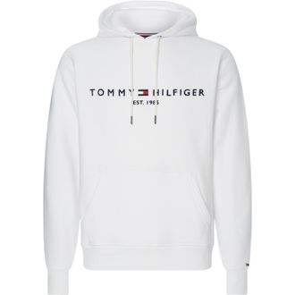Tommy Hilfiger Mens Hoodies Logo Hoodie White Cotton - Size Medium