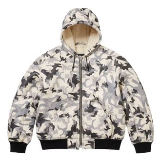 SUPREME FW25 x Schott Shearling Hooded Work Jacket Snow Camo SUP-FW25-051-CAM