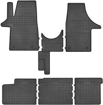 OEM Tappetini In Gomma Per Auto Per: Volkswagen Transporter T5 Furgone Per Consegne 2 File, Doppia Cabina (2003-2015) - Neri, Su Misura