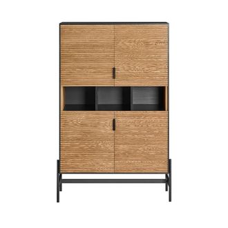 SoBuy Aparador Entrada Recibidor Buffet Para Sal&oacute;n Con 4 Puertas Y 3 Compartimentos Abiertos 84 X 40 X 132 Cm Negro Hfsb03-sch Sobuy Es