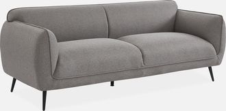 Sweeek Sweeek - Sof&aacute; De 3 Plazas En Tela Con Patas De Metal, Soft, Gris Claro, 205x82.3x76.3 Cm
