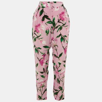 Carolina Herrera Pink Floral Pint Silk Blend Trousers