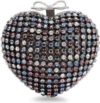Self Portrait Crystal Heart Clutch Bag