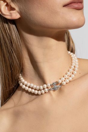 Vivienne Westwood Choker With Logo, Womens, Cream
