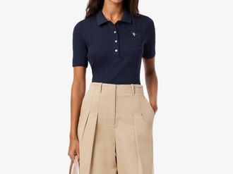 Lacoste Pointelle Polo In Navy