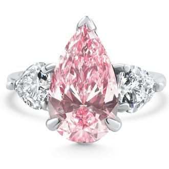 Pompeii3 Certified 3Ct VS Fancy Vivid Pink Diamond Engagement Ring Gold Lab Grown Size: 7