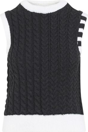 Thom Browne Merino Wol Trui met Ronde Hals - Dames - Ronde hals truien - Grijs - S - Wol - Truien & Vesten