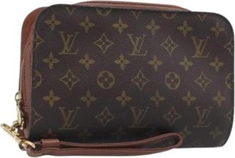 Louis Vuitton Pre-owned Monogram Clutch Bag - Dames - Vintage Clutch - Bruin - ONE Size - Leer - Vintage