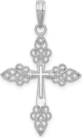 Diamond2Deal 14k White Gold Filigree Cross Pendant