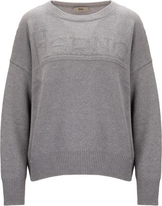 Herno Ronde hals Truien - Dames - Ronde hals truien - Grijs - L - Wol - Truien & Vesten