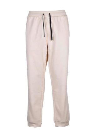 Emporio Armani Relaxed Fit Cream Sweatpants with Vertical Logo Detail