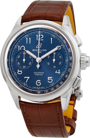 Breitling Premier B15 Duograph Chronograph Hand Wind Blue Dial Mens Watch AB1510171C1P1