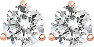 Pompeii3 2 Carat Round Diamond Martini Studs 14K Rose Gold Enhanced