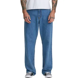 Rvca Americana Dayshift Relaxed Straight Fit Jeans in Blue Collar at Nordstrom, Size 34