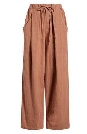 Free People Chambers Laidback Linen & Cotton Drawstring Pants in Canyon Sunset at Nordstrom, Size Large