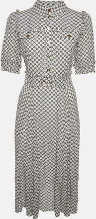 Elisabetta Franchi Off-White Horse Bit Print Crepe Shirt Dress