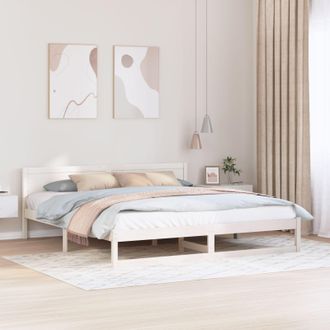 Berkfield Home Bed Frame White Wood 200 x 200 cm Durable Minimalist Bed Frame