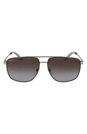 Ferragamo 60mm Gradient Navigator Sunglasses in Matte Gold/Brown at Nordstrom Rack