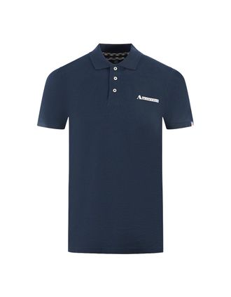 Aquascutum Mens Aquascutum Boxed Logo Navy Blue Polo Shirt - Size: 38