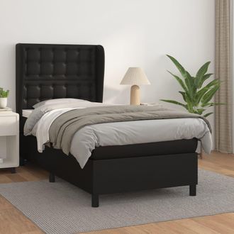 vidaXL Vidaxl - Cama Box Spring Con Colch&oacute;n Cuero Sint&eacute;tico Negro 100x200 Cm