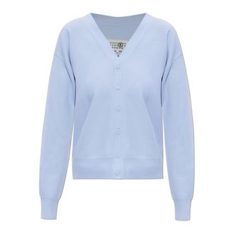 Maison Margiela Cardigans, female, Blue, Size: XS Top With Decorative Buttons