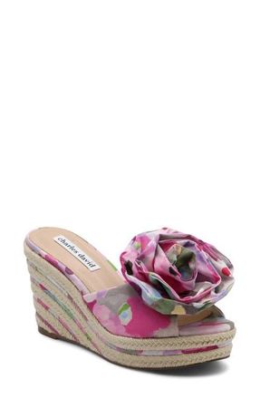 Charles by Charles David Crash Esapdrille Platform Wedge Slide Sandal in Magenta at Nordstrom, Size 6