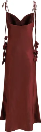 Self Portrait Womens Satin Flower Midi Dress Burgundy Polyester