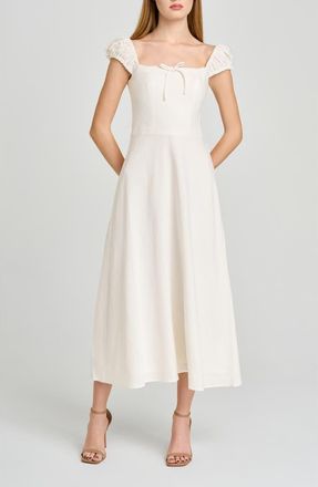 Wayf Carina Cap Sleeve Linen Blend Maxi Dress in Ivory at Nordstrom, Size X-Large
