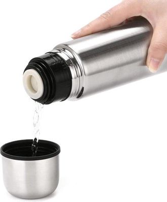 OEM Cantimplora De Doble Pared Con Aislamiento Al Vac&iacute;o De 500 Ml, A Prueba De Fugas, Interior Y Exterior De Acero Inoxidable Duradero, Color Plata