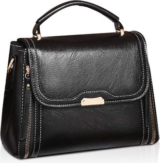 Generic Crossbody Bag for Women, Vintage Fashion Handbag, PU Leather Multifunction Top Handle with Zipper Bag