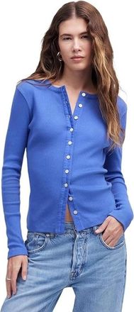 Madewell Womens Madewell NU847 Cardigan Delphinium Blue Ribbed Long Sleeve RED1344
