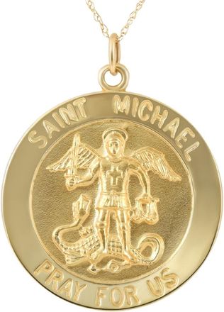 Pompeii3 14k Yellow Gold St. Michael Medal Pendant 1 Tall 4.5 Grams