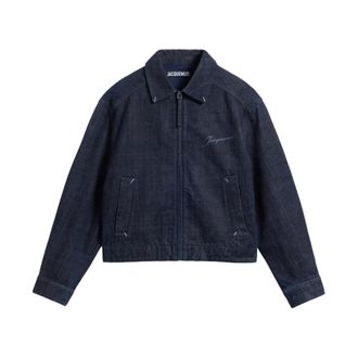 Jacquemus Light Jackets, male, Blue, Size: XL Blue Cotton Coat