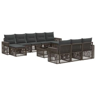 vidaXL Conjunto De Sof&aacute;s De Jard&iacute;n 11 Pcs Gris Y Gris Oscuro Vidaxl