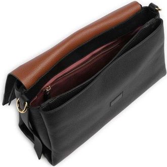 Coccinelle Womens Handbag Black-Cognac Cowhide Bags - Shoulder-Bags Black/cognac