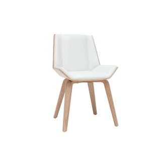 Miliboo Sedia di design bianca e legno chiaro MELKIOR