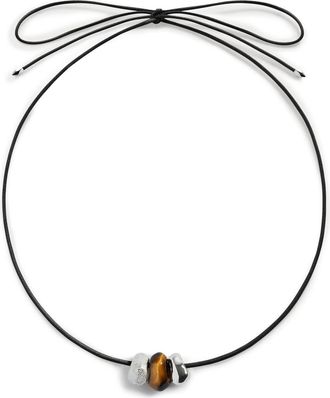 Monica Vinader Antica Gemstone Cord Necklace in Sterling Silver/tigers Eye at Nordstrom