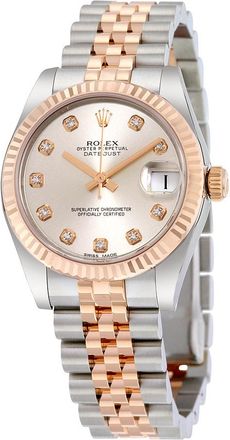 Rolex Pre-owned Rolex Lady-Datejust Diamond Silver with Diamond Markers Dial Ladies Watch 178271SDJ