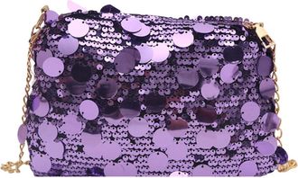 Generic Gold Clutch Sequins Evening Bag,Ladies Clutch Bag With Chain Stylish Gold Purple Silver Black Handbag for Parties,Wedding Handbag,Shiny Chain Shoulder