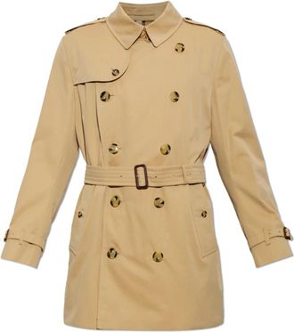 Burberry Kensington Trenchcoat met enkele split - Heren - Mantels - Beige - Maat: L Katoen