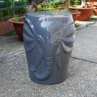 International Caravan Inc Wild Elephant Drum Ceramic Gardn Stool