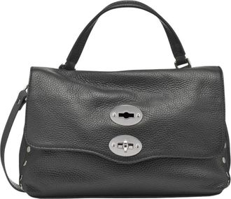 Zanellato Iconische leren schoudertas - Dames - Handtassen - Grijs - ONE Size - Leer - Tassen